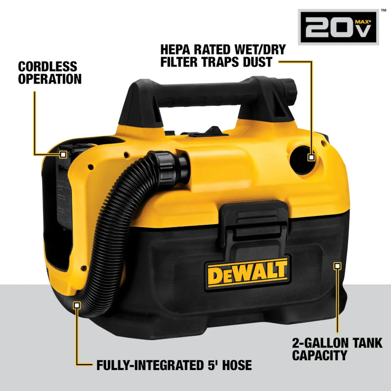 DeWalt 20V MAX コードレス式ウェット&ドライバキューム 本体のみ(DCV580H)