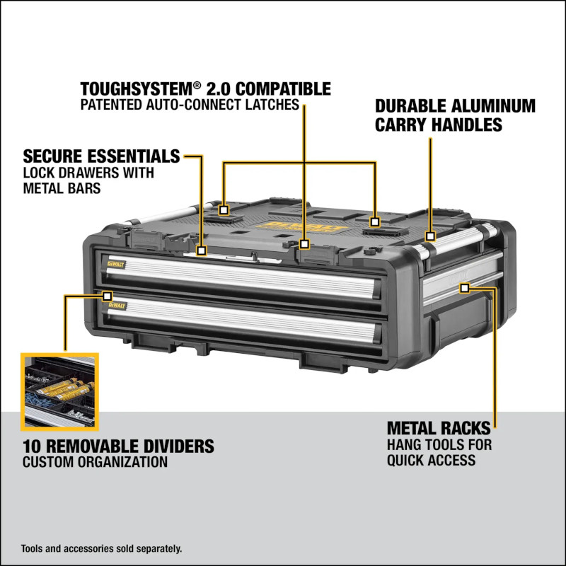DEWALT ToughSystem 2.0 DXL 二段式浅型引き出しツールボックス (DWST08520)
