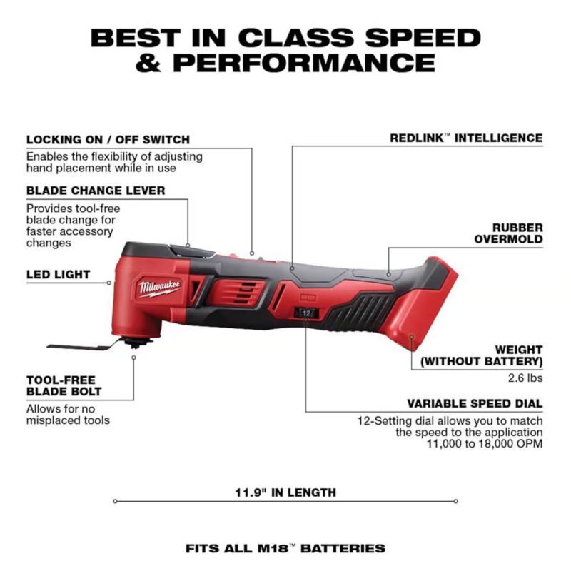 Milwaukee M18 コードレスオシレーティングマルチツール 本体のみ (2626-20)