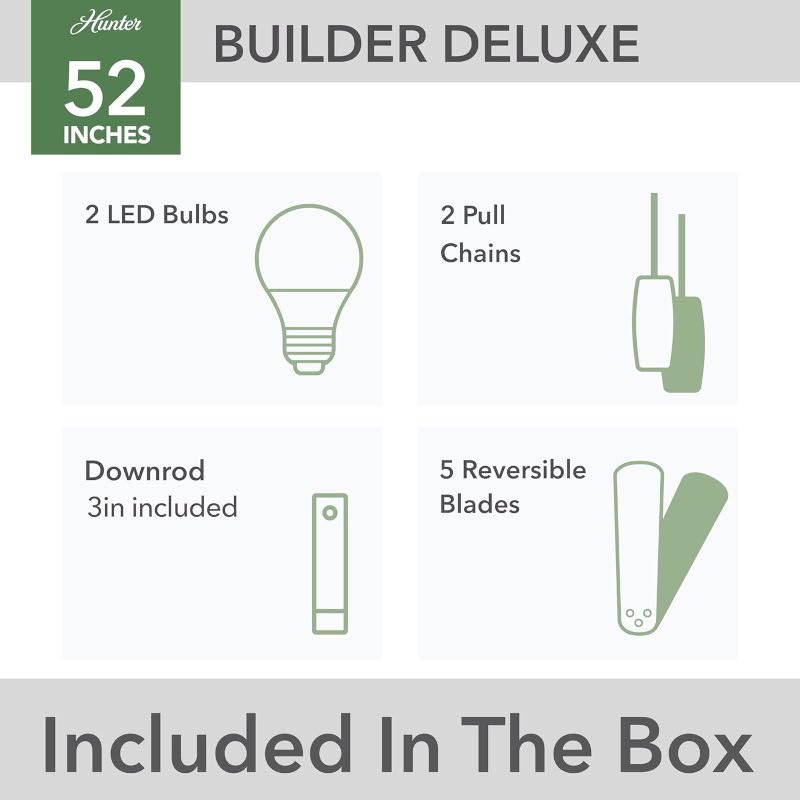 Hunter Builder Deluxe 52インチ LEDシーリングファン 53089