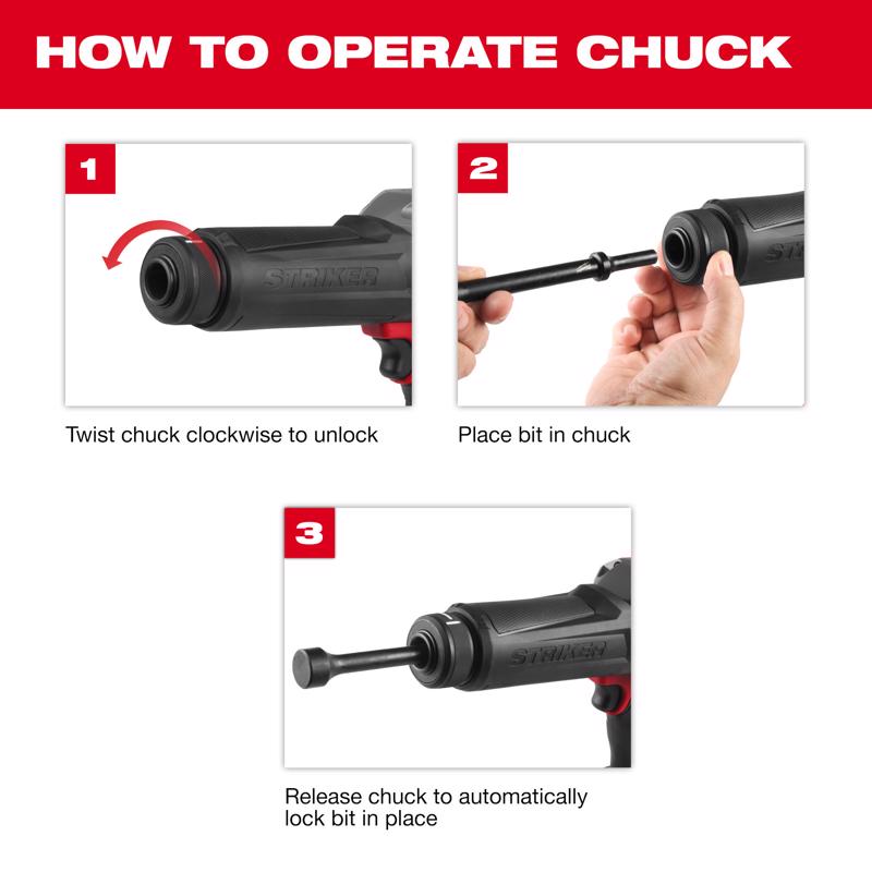 Milwaukee 3771-20 M18 FUEL STRIKER ハンマーチゼル｜7J・3,000BPM
