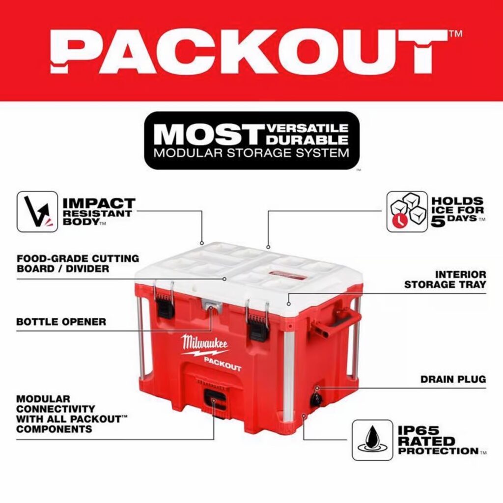 Milwaukee PACKOUT™ 40QT XLクーラーボックス｜高い保冷力とタフな設計が魅力